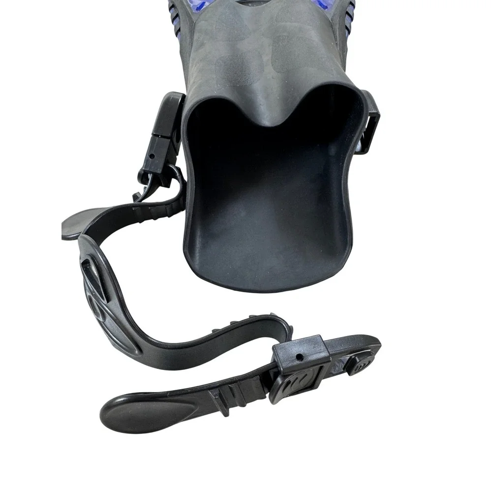 CAPAS Snorkeling Fins Blue Black Open Heel Adjustable Travel Size ML/XL 9-13